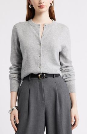 Nordstrom Cashmere Button-up Cardigan in Grey Silk Heather at Nordstrom, Size Xx-Large