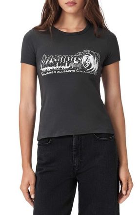 AllSaints Stevie Graphic Print Burnout T-Shirt in Washed Black at Nordstrom, Size X-Small