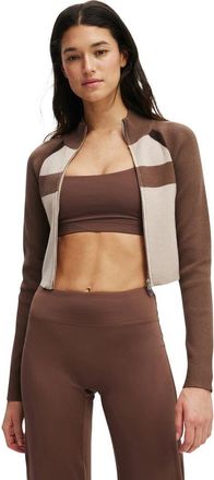Cotton On Womens Active Spliced Knit Zip Through in Deep Taupe Allspice French at Nordstrom, Size X-Small