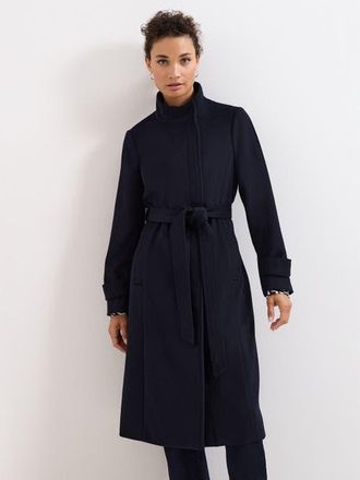 Phase Eight Belted Funnel Collar Coat in Navy at Nordstrom, Size 12