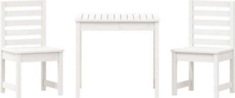 vidaXL 3 Piece Garden Bistro Set White Solid Wood Pine Vidaxl