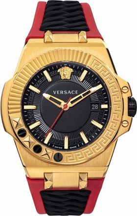 Versace Accessoires, Heren, Geel, ONE Size, Herenhorloge Chain Reaction goud/rood Vedy 00319