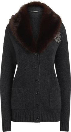 Ralph Lauren Kabelgebreide Wol & Kasjmier Vest - Dames - Vesten - Grijs - XS - Wol - Truien & Vesten