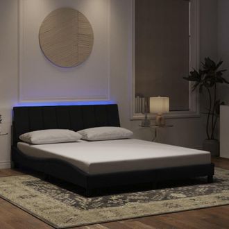 vidaXL Estructura De Cama Con Luces Led Terciopelo Negro 160x200 Cm Vidaxl