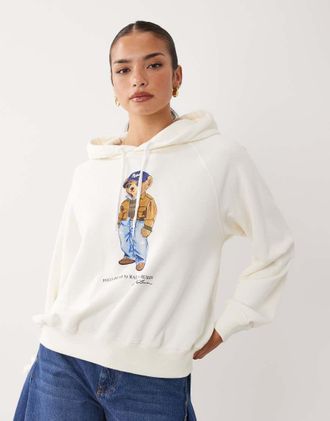 Polo Ralph Lauren felpa con cappuccio Polo Bear bianca-Bianco