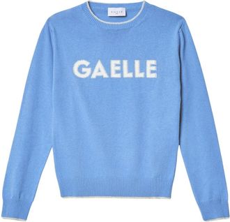 Ga&euml;lle Paris Logo lurex pullover voor dames - Dames - Ronde hals truien - Blauw - S - Katoen - Truien & Vesten