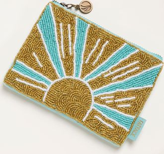 Fat Face FatFace Turquoise Blue The Beatles Sun Beaded Coin Purse