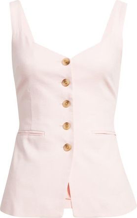 Open Edit Button Front Linen Blend Tank in Pink Pinkesque at Nordstrom, Size Xx-Small