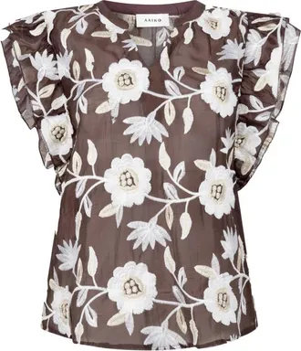 Aaiko Dames, Blouses & Shirts, Bruin, Maat: S Leer