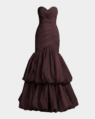 Mac Duggal Strapless Faille Bubble Mermaid Gown