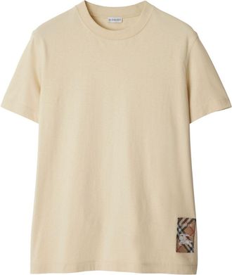 Burberry T-shirt Check Label - Toni neutri