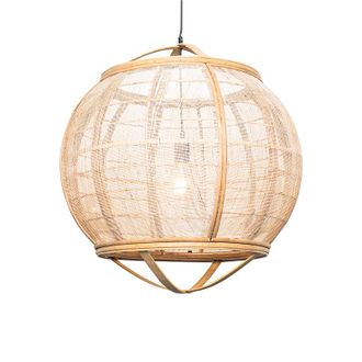 QAZQA Oriental L&aacute;mpara Colgante Oriental Marr&oacute;n 58 Cm - Pascal Textil /acero /madera Alargada Adecuado Para Led Max. 1 X 60 Watt - Qazqa