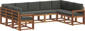 vidaXL Conjunto De Sof&aacute;s De Exterior 9 Uds. Natural Y Antracita Vidaxl