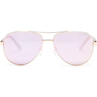 Ted Baker 57mm Metal Frame Aviator Sunglasses in Rose Gold at Nordstrom Rack