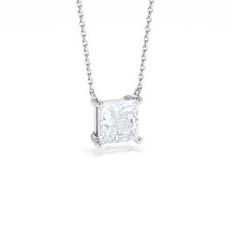 The Diamond Store Wanderlust Floating Princess Cut Lab Diamond Solitaire Necklace 1.50ct H/SI in 9K White Gold