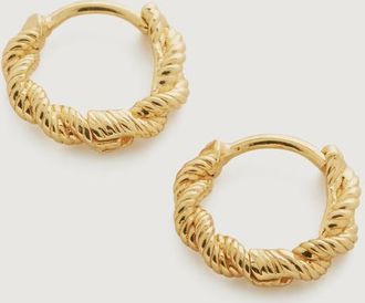 Monica Vinader Gold Corda Mini Huggie Earrings