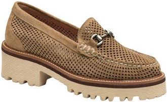 Johnston & Murphy Emmalynn Perforated Bit Loafer in Taupe Suede at Nordstrom, Size 8.5