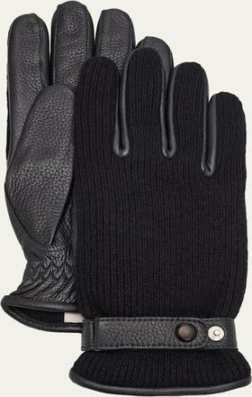 Hestra Mens Christopher Elk Leather and Cashmere Knit Gloves
