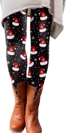 Generic Womens Christmas Novelty Print Legging Yoga Leggings Christmas Legging Snowflake Santa Reindeer Stretch Funny Yoga Pants Xmas Costume Ladies Winter Th