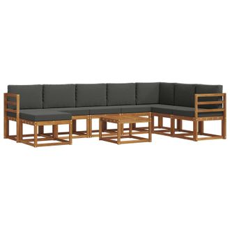 vidaXL Conjunto De Sof&aacute;s De Exterior 9 Pcs Natural Y Antracita Vidaxl