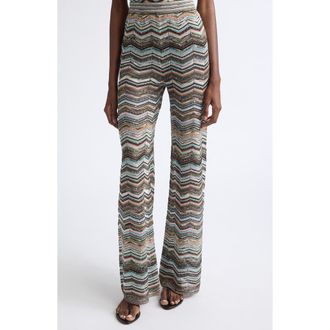 Missoni Sequin Metallic Zigzag Stripe Sweater Pants in Black Multi at Nordstrom, Size 40