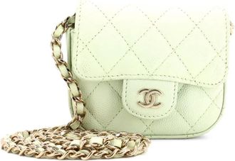 Chanel Classic Square Flap with Chain Quilted Caviar Mini clutch bag - Groen