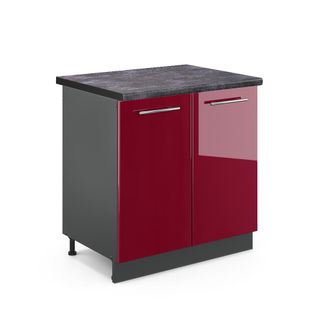 Vicco Armario Bajo Para Fregadero Fame-line, Rojo Burdeos Alto Brillo, 80 Cm, Et Antracita Vicco