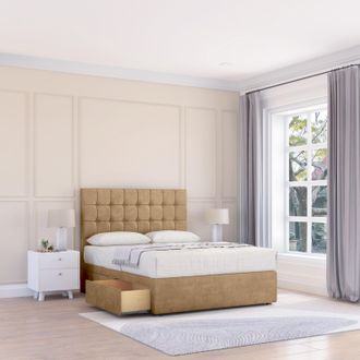 Sloomy Alabama Dumfries Bed Set With No Drawers Mattress & 26 Headboard in Light Beige | Size: Single