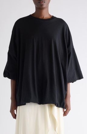 Acne Studios Gathered Oversize 1996 Logo Graphic T-Shirt in Black at Nordstrom, Size X-Small