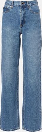 Self Portrait Embellished high-rise straight jeans