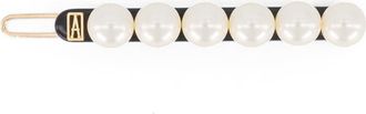 Alexandre de Paris Pearl side barette hair clip in Black at Nordstrom, Size Small
