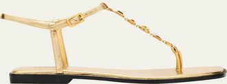 Nodaleto Embellished Metallic Leather Flat Sandals