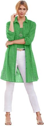 Jessica London Eyelet Mega Tunic in Grass at Nordstrom, Size 16