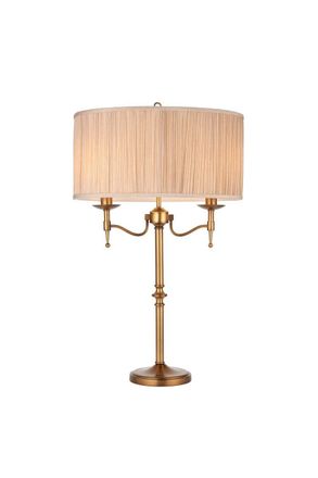 Netlighting Stanford 2 Light Table Lamp Antique Brass with Beige Shade E14 in Gold