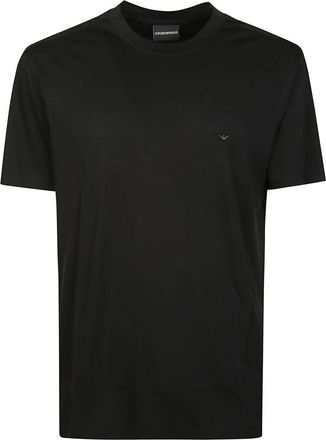 Emporio Armani Logo Geborduurd T-shirt - Heren - T-shirts - Zwart - S - Tops