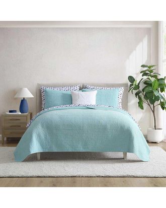 Nautica Seashore Stitch Solid Washed Cotton Quilt Set