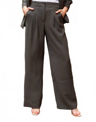 Skies Are Blue Clothing Wide Leg Tailored Pants In Olive