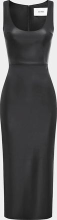 Alex Perry Scoop-Neck Leather Singlet Midi Dress