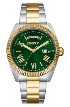 DKNY Day Date Bracelet Watch, 40mm in Dark Green at Nordstrom