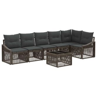 vidaXL Conjunto De Sof&aacute;s De Jard&iacute;n 7 Pcs Gris Rat&aacute;n Sint&eacute;tico Vidaxl