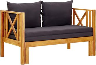 vidaXL Banco Jard&iacute;n 2 Plazas Con Cojines Madera Maciza Acacia 122 Cm Vidaxl