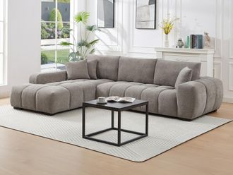 Vente-Unique Sofá rinconera izquierda de tela gris BERENIA