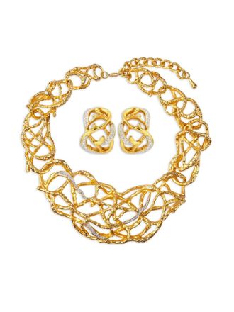 Susan Caplan Vintage 1994 Elizabeth Taylor necklace and earrings set - women - Swarovski Crystal/22kt Gold Plated - One Size