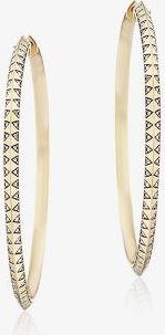 Harwell Godfrey 18K Yellow Gold Skinny Talisman Diamond Hoop Earrings - Womens - 18kt Gold/Diamond