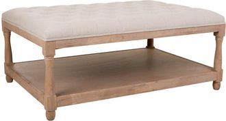 Wanderlust Deco Wanderlust Deco - Banqueta de madera tapizada color crema 110x78x48