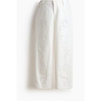 H&M Mama Straight Ankle Jeans in White at Nordstrom, Size X-Small