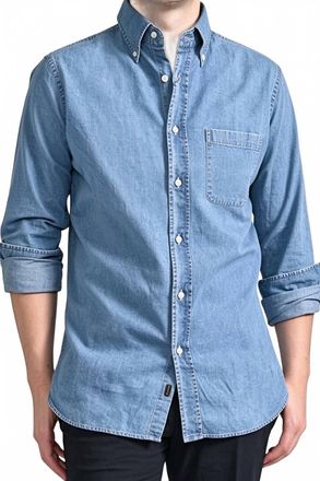 Moorer Mens Rolf Button-Down Shirt In Denim