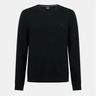 HUGO BOSS Heren Batisse V Hals Sweater Top (Zwart)