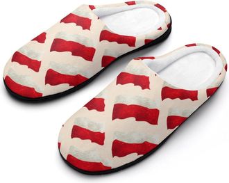 Generic Waving Polish Flag Funny Mens Cotton Slippers Soft Non-Slip Rubber Sole House Slipper Indoor Outdoor