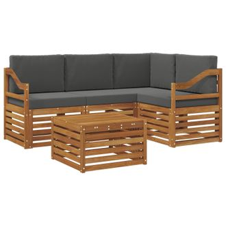 vidaXL Conjunto De Sof&aacute;s De Exterior 5 Pcs Natural Y Antracita Vidaxl